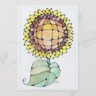 Art Print - Sunflower - Watercolor & Ink Card