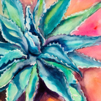 Art Print- Texas Agave Poster Glass Coaster