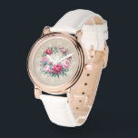 Art Print Watercolor Peonies Wreath Watch<br><div class="desc">with a romantic motif with hand painted watercolor drawing. Watercolor paint and watercolor pencils,  digitally reworked. A beautiful and functional piece of jewelry and a wonderful gift. Enjoy this product! grafXthings 2025</div>