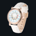 Art Print Watercolor Wildflower Roses Wreath Watch<br><div class="desc">with a romantic motif with hand painted watercolor drawing. Watercolor paint and watercolor pencils,  digitally reworked. A beautiful and functional piece of jewelry and a wonderful gift. Enjoy this product! grafXthings 2024</div>