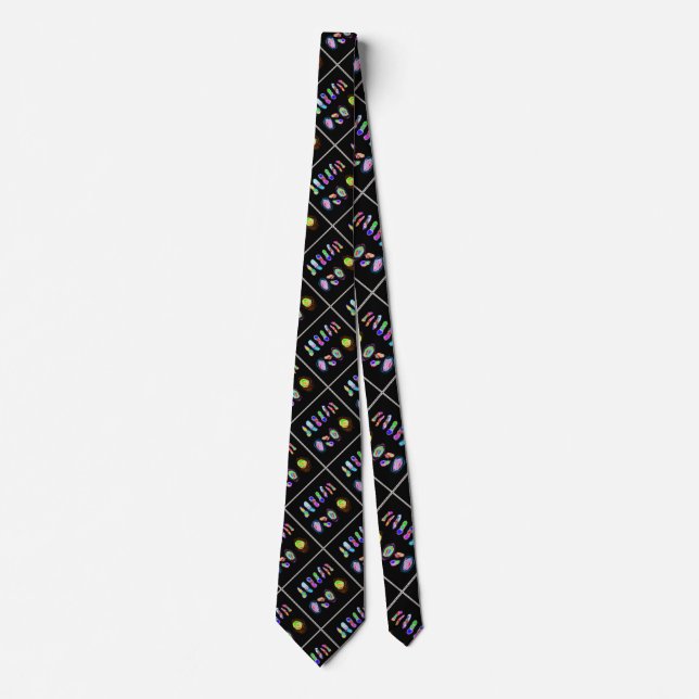 Art puffs and fluffs on a black backdrop           tie (Front)