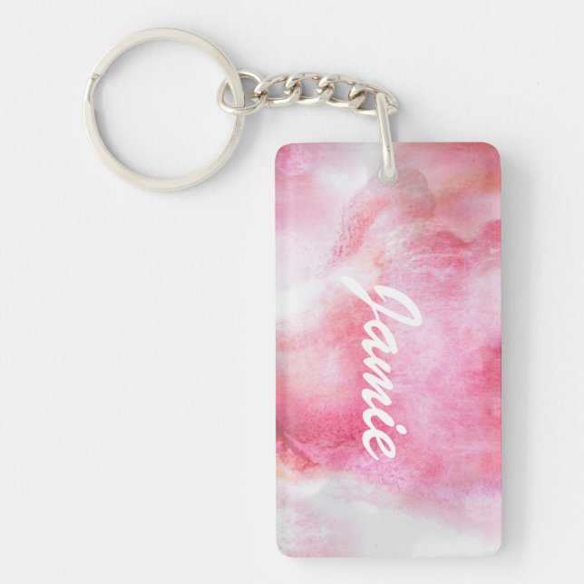 art red avant-garde background hand paint key ring (Front)