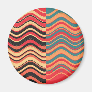 Art Retro Colourful Wave Abstract Magnet