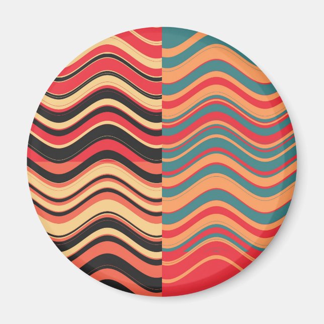 Art Retro Colourful Wave Abstract Magnet (Front)
