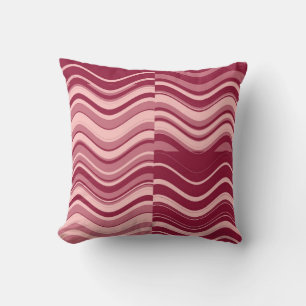 Art Retro Red Pink Wave Abstract Cushion