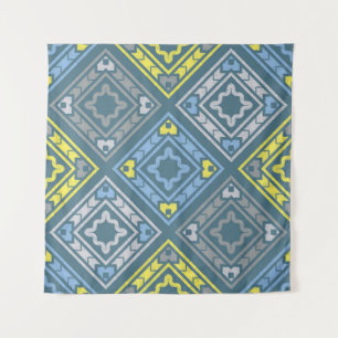 Art seamless pattern. Folk motif. Vintage geometri Tapestry