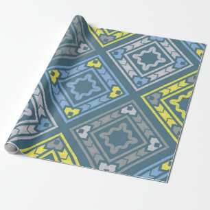 Art seamless pattern. Folk motif. Vintage geometri Wrapping Paper