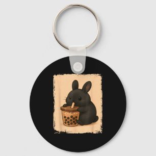 Art Shirt Bunny Loves Boba Tea Kawaii Key Ring