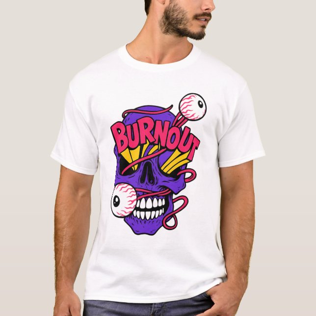 Art Skull with Burnout T-Shirt (Front)