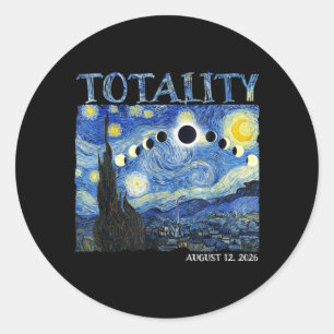Art Solar Eclipse 2026 Totality August 12 for Men Classic Round Sticker