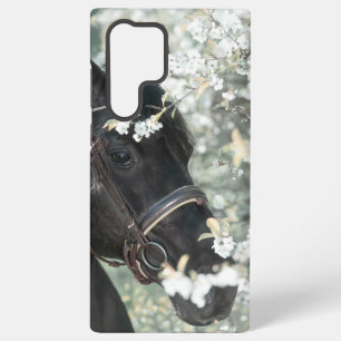 art spring closeup portrait of black horse samsung galaxy case