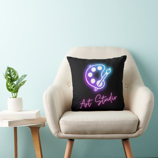 Art Studio Neon Line Art Cushion (Chair)