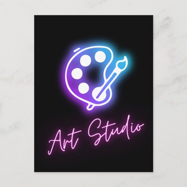 Art Studio Neon Line  Postcard (Front)
