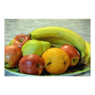 Art style colourful fruits tray of apples. pears.. photo print