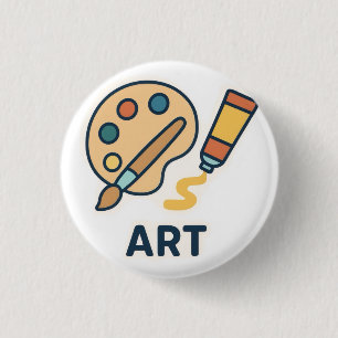 Art Subject – Paint Palette & Brush 3 Cm Round Badge