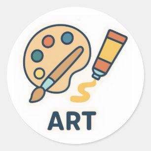 Art Subject – Paint Palette & Brush Classic Round Sticker