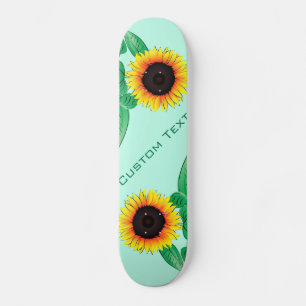Art Sunflowers - Add Your Text / Name - Skateboard