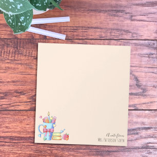 Art Supplies Books And Hearts Teacher Notepad