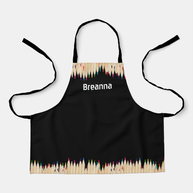 Art Supplies Coloured Pencils Personalised Kids Apron (Front)