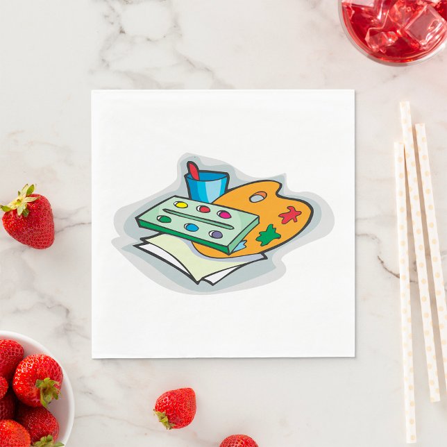 Art Supplies Watercolor Palette and Paintbrush  Napkin (Creator Uploaded)