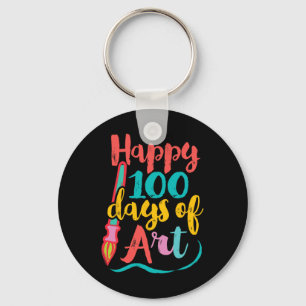Art Teacher 100 Days of School - 100 Days of Art  Key Ring