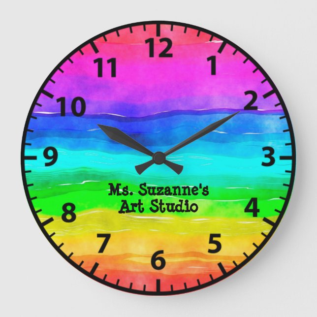Art Teacher Art Studio Artist Rainbow Clock (Front)