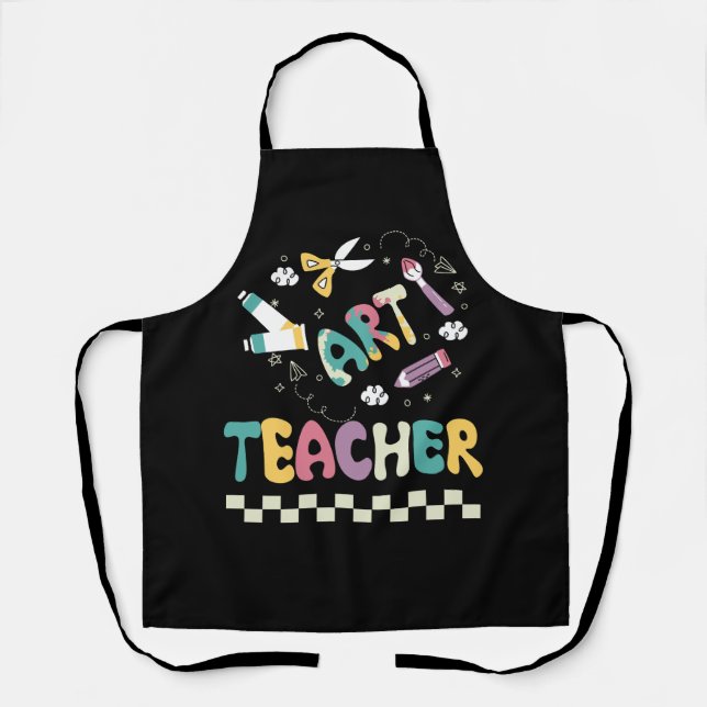 Art Teacher Art Therapist Hooray It's Art Day Back Apron (Front)