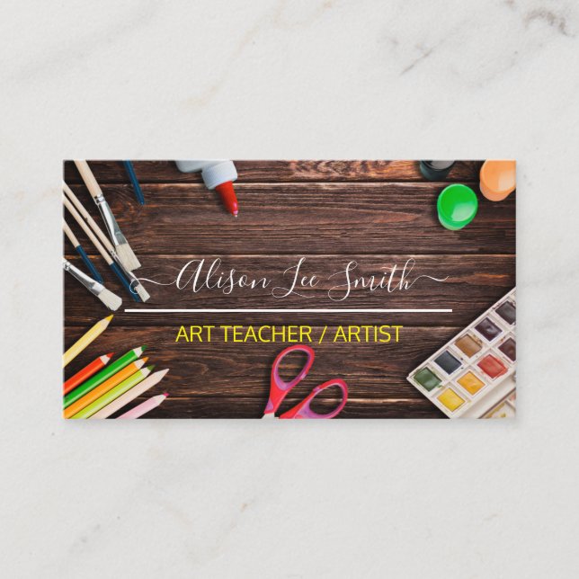 Art teacher, Artist, Hand Made Business Card (Front)