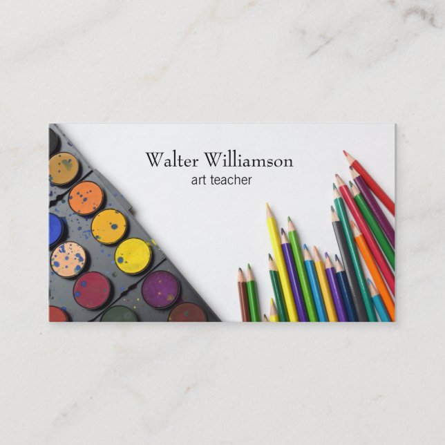 Art Teacher, Back To School, Art Supplies, Art Business Card (Front)