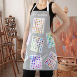 Art Teacher Colorful Apron<br><div class="desc">This colorful Art Teacher apron is decorated with watercolor color samples on a gray background.
Easily customizable.
Use the Design Tool to change the text size, style, or color.
You won't find these exact images from other designers as we create our artwork.
Original Watercolor © Michele Davies.</div>