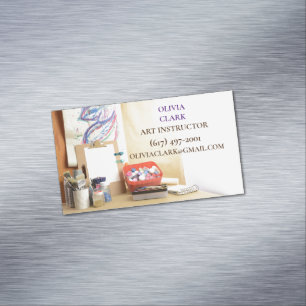 Art Teacher  Educator Art Class Tutor  Magnetic Business Card