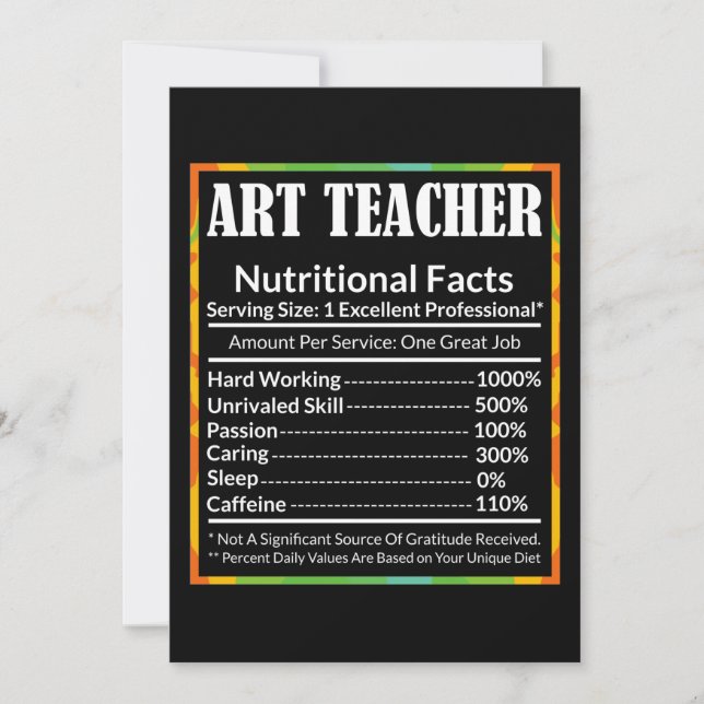 Art Teacher Facts Funny Artist Artistic Lover Grap Thank You Card (Front)