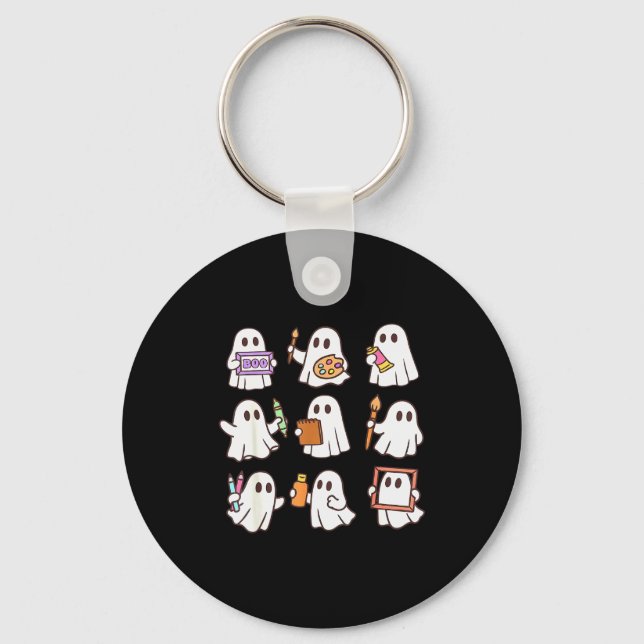Art Teacher Ghost Halloween Artists Painter Teache Key Ring (Front)