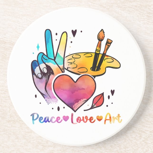 Art Teacher Peace Love Art For Artists And Painter Coaster (Front)