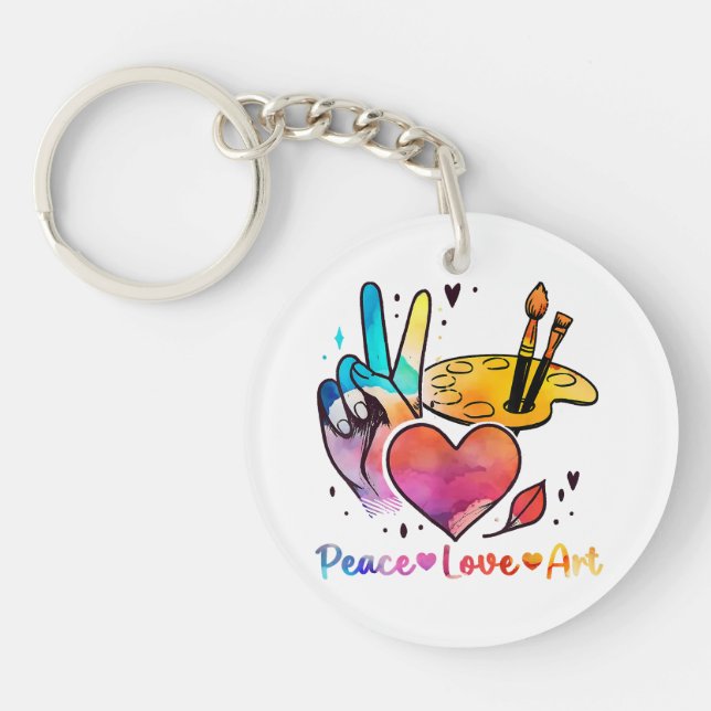 Art Teacher Peace Love Art For Artists And Painter Key Ring (Front)