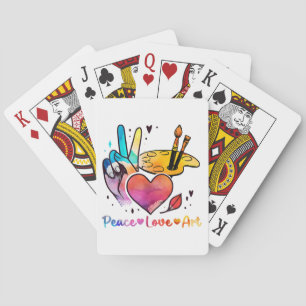 Art Teacher Peace Love Art For Artists And Painter Playing Cards