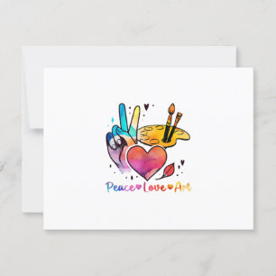 Art Teacher Peace Love Art For Artists And Painter RSVP Card