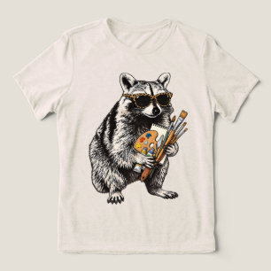Art Teacher Racoon Art Painter Artist Gift Tri-Blend Shirt