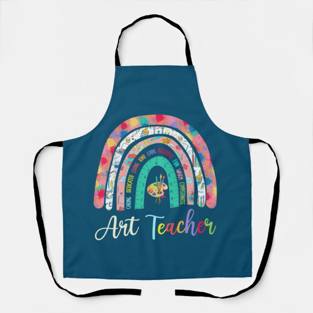 Art Teacher Rainbow Caring Dedicated Loving Apron (Front)