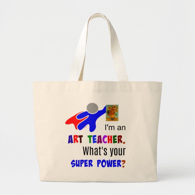 Art Teacher Superhero Large Tote Bag (Front)
