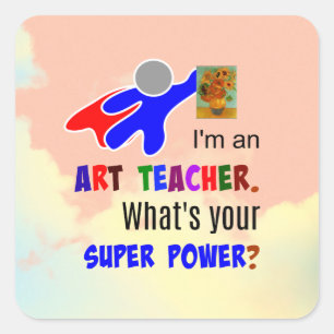 Art Teacher Superhero Square Sticker