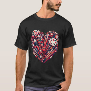 Art Teacher Valentine Heart Valentines Day T-Shirt