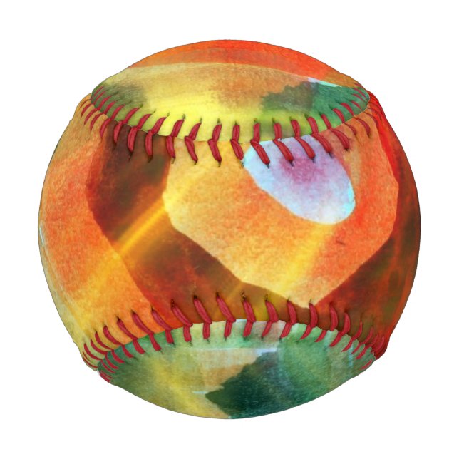 art texture abstract water green, orange, circle baseball (Front)