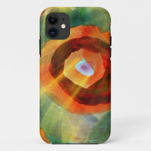 art texture abstract water green, orange, circle iPhone 11 case