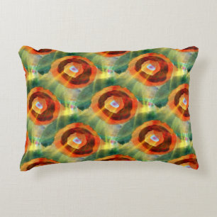 art texture abstract water green, orange, circle decorative cushion