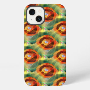 art texture abstract water green, orange, circle iPhone case