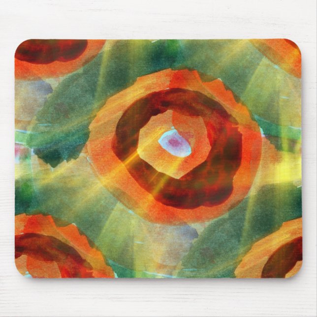 art texture abstract water green, orange, circle mouse pad (Front)