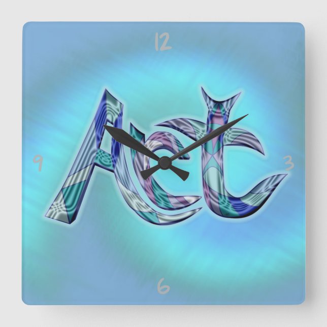 Art the Word  Square Wall Clock (Front)