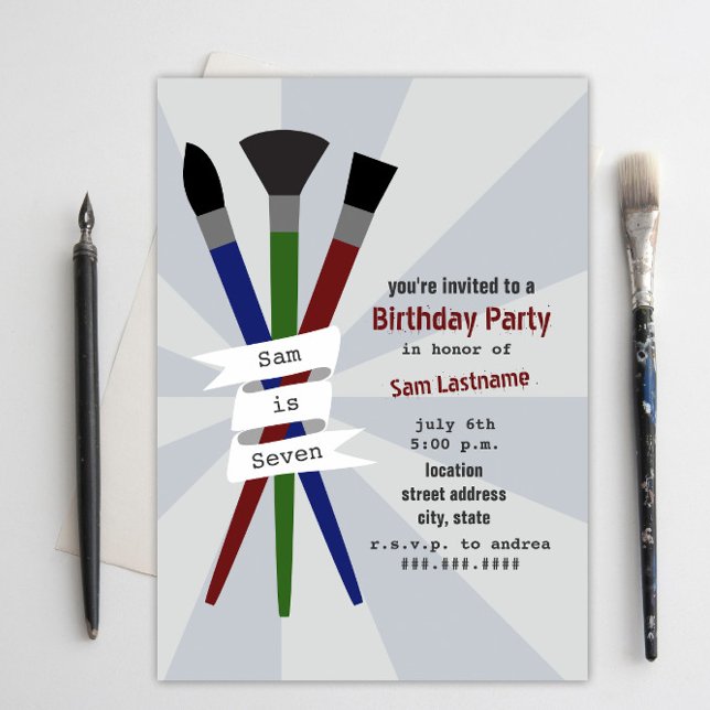 Art Theme Boy's Birthday Party Invitation (Creator Uploaded)