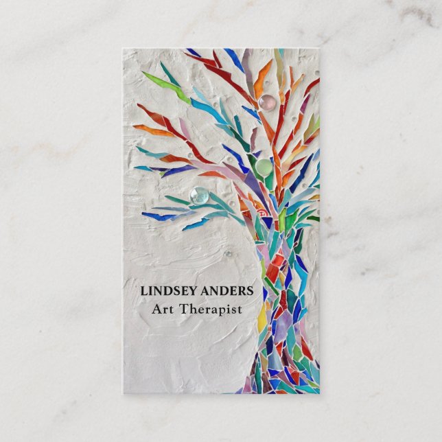 Art Therapist Rainbow Coloured Tree Business Card (Front)
